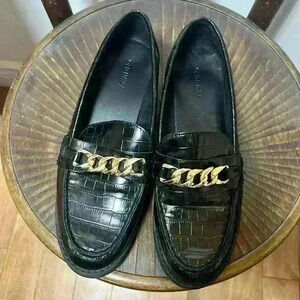 Old navy chunky heel faux leather loafer size 9